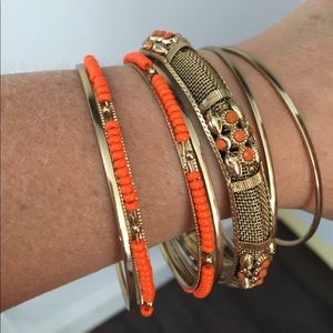 Bracelet multiple orange and gold